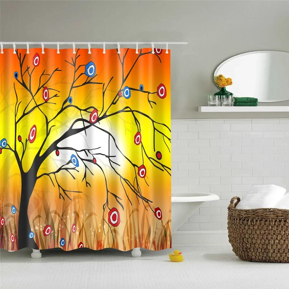 3D Tree Scenery Shower Curtains Bathroom Curtains High Quality Waterproof Polyester Bath Curtain with 12 Hooks for Home Decor