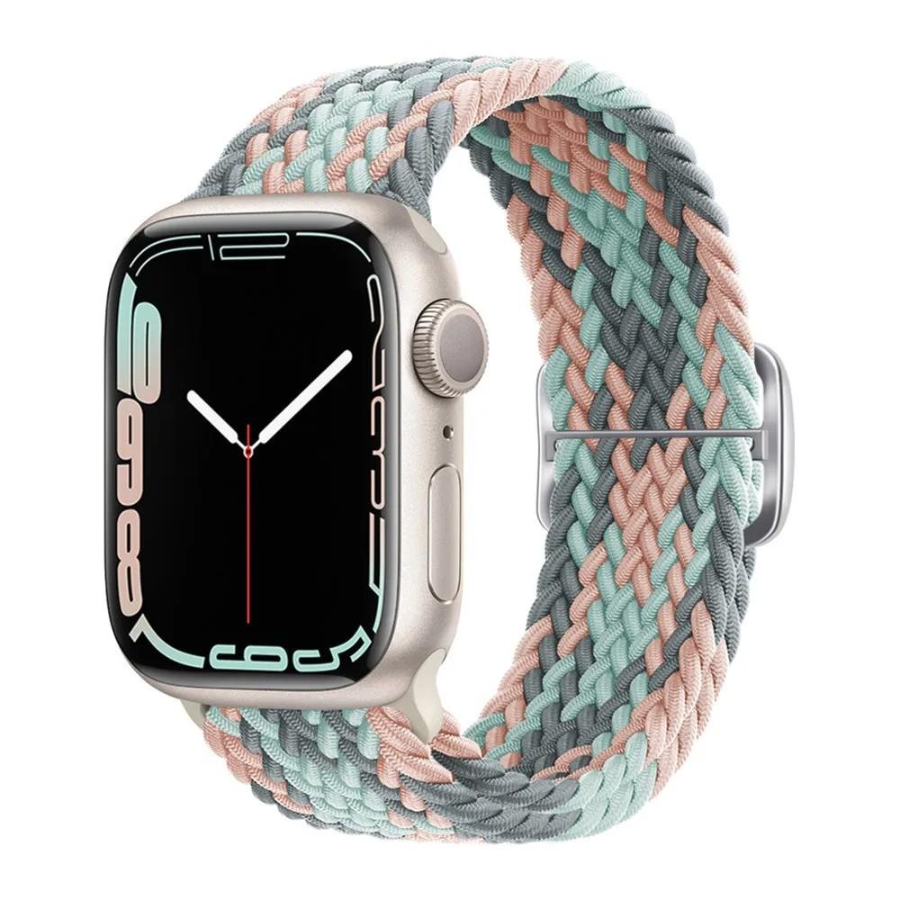 Braided Bracelet for Apple Watch Ultra 3 2 49mm 11 10 42/46mm Nylon Elastic Belt Bracelet for 9 8 7 41mm/45mm 6 5 4 SE3 40/44mm