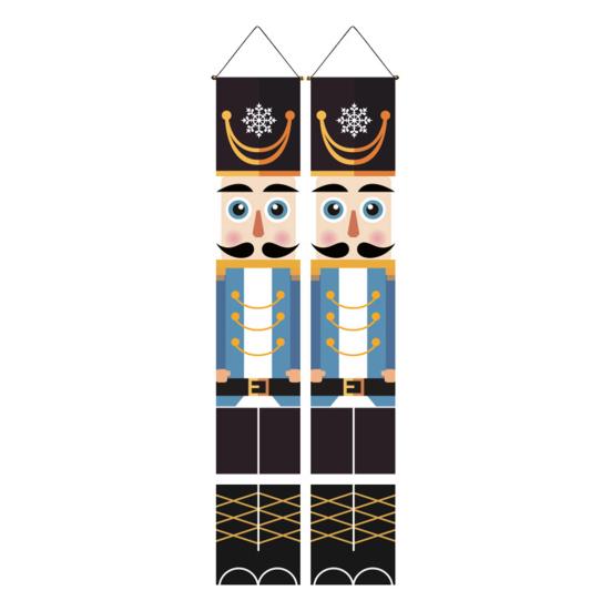 1 Paar Nussknacker Soldat Banner Weihnachten Veranda Schild Türhänger Frohe Weihnachten Banner für Weihnachts-Heimdekoration