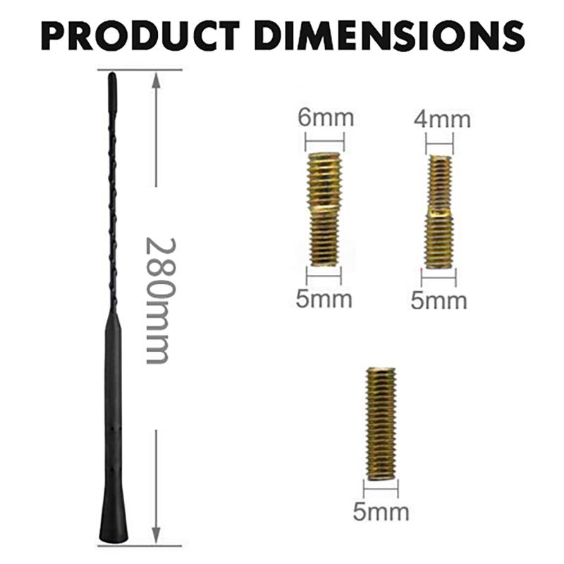 11" Universal Car Antenna Radio AM/FM Antena Roof Mast Amplified Signal Aerial Car Radio Aerial with Screw Metal Accessories