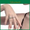 Unique Adjustable Open Finger Ring For Women Stylish Geometric Design Copper Fashion Accessory