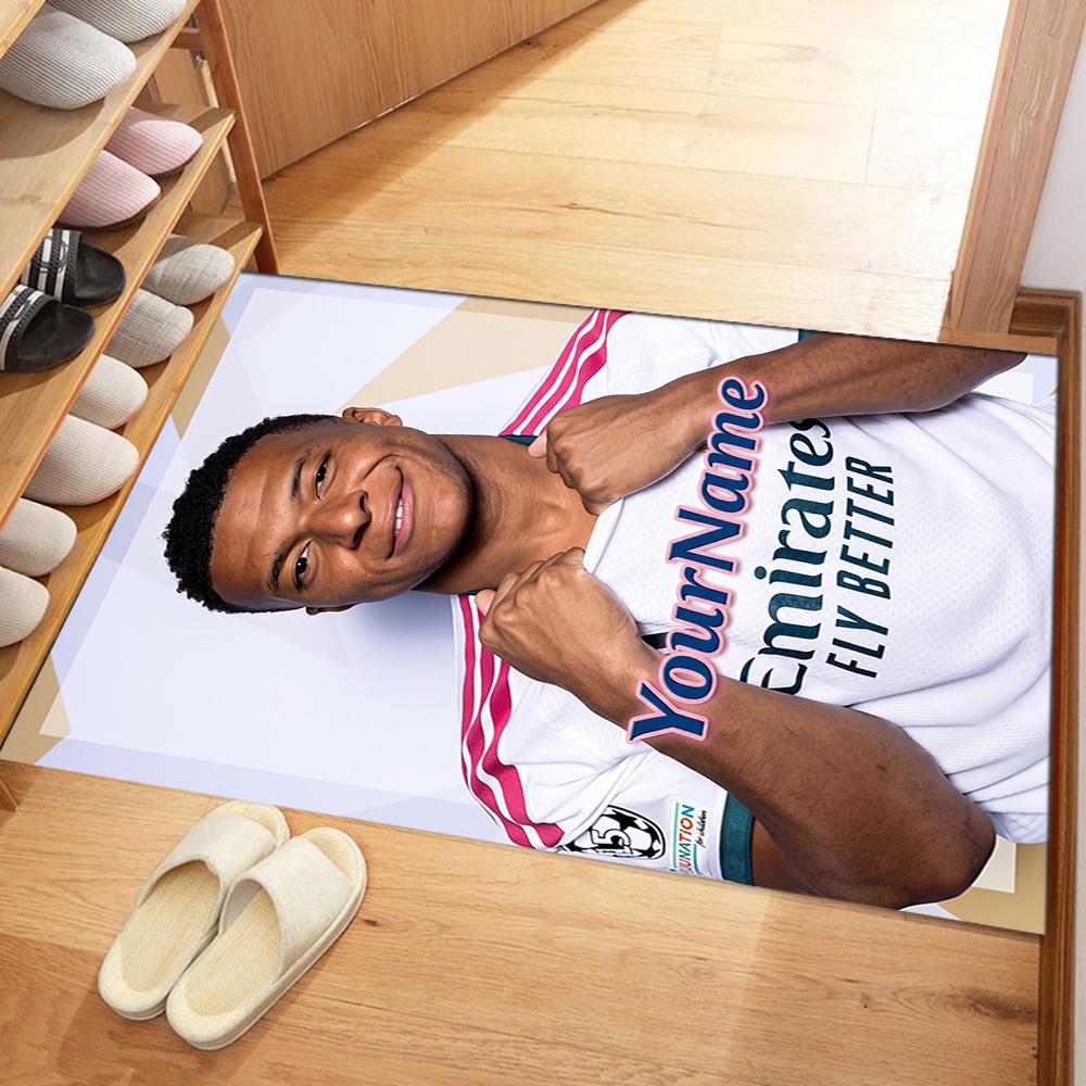 Mbappe 211 Customized Name Floor Mat Perfect for Living Rooms Outdoor Study Room Dormitory Antislip Carpet Decorate Offices Best for Christmas