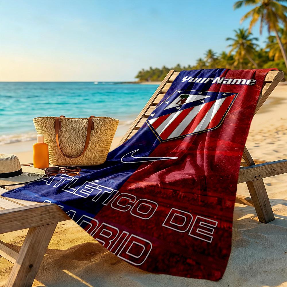 Atletico Madrid Customize Text Beach Towel High Absorbency & Quick-Dry Portable for SwimmingBeachCamping Travel Beach AccessoriesGym