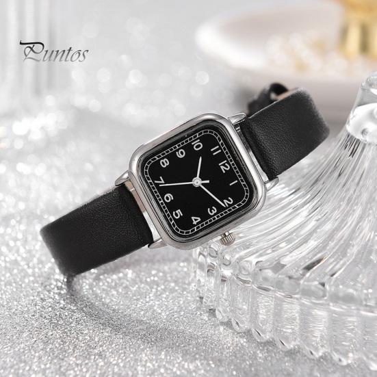 Women Quartz Watch Square Dial Soft Faux Leather Strap Accurate Adjustable Pin Buckle Students Girls Wristwatch Fashion Jewelry Birthday Gift