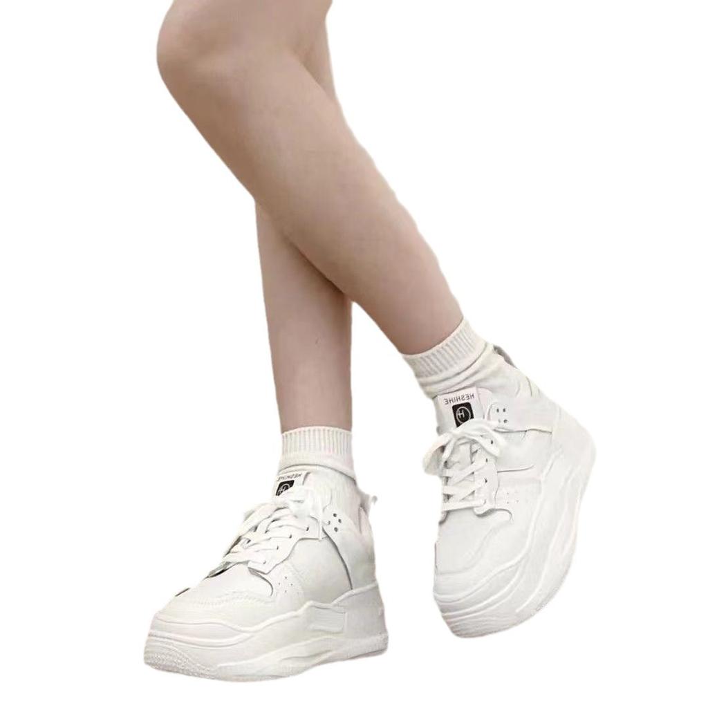 2024 Spring New Popular Thick-soled Dad Shoes Women's Little White Shoes Breathable Casual Versatile Fashion Sports Women's Board Shoes