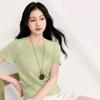 SanCai 2026 Summer Hollow-Out Knit Short-Sleeve Top