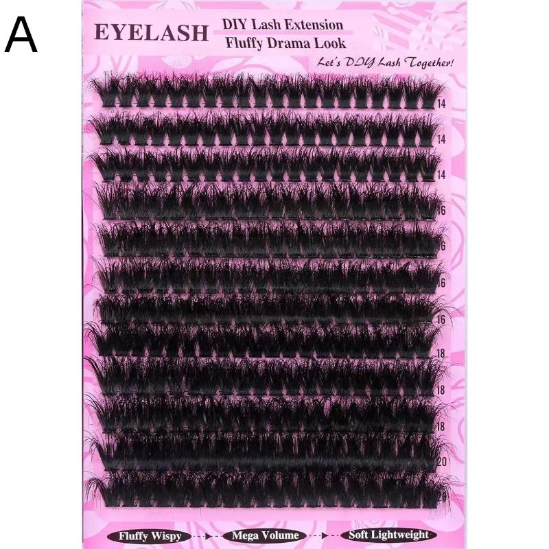 200D Faux Mink Lash Extensions Manga Individual Cluster Lashes 14-20Mm Natural Long Black Eyelashes D Curl False Eyelash Makeup