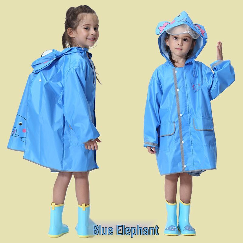 Children's Cartoon Raincoat with Backpack Space - Yellow Duck Design