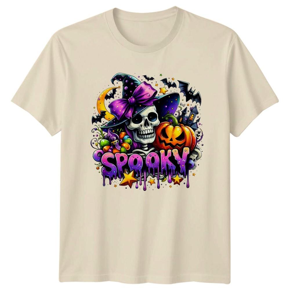 Spooky Halloween Skeleton Pumpkin Bats Unisexs TShirt Unisexs Graphic Tee