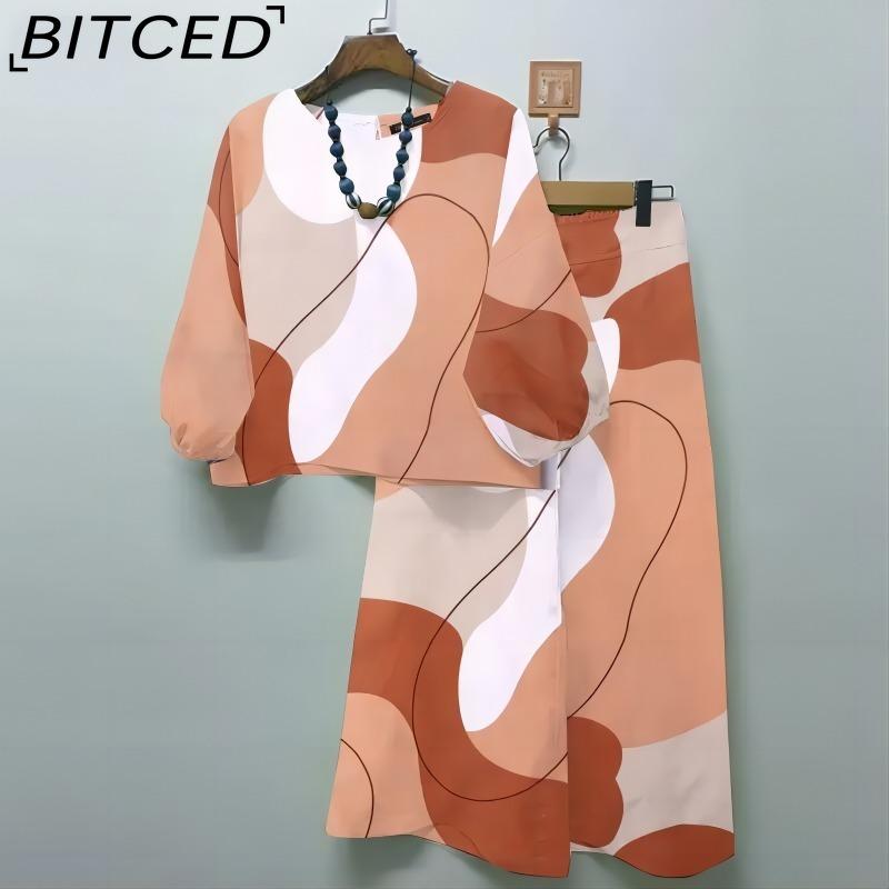 BITCED Summer Women's Casual Outfit Set: Bohemian Top, Wide-leg Pants, 2-piece Set