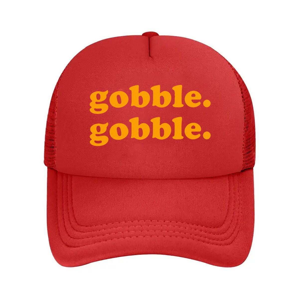 Gobble Gobble Thanksgiving Funny Text Graphic Mesh Baseball Cap Hip Hop Adjustable