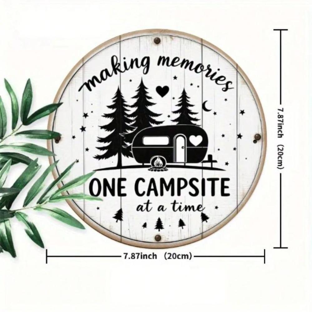 Segno Metallico Divertente a Forma di Camper Vintage Decorazione Murale Design Rustico da Campeggio