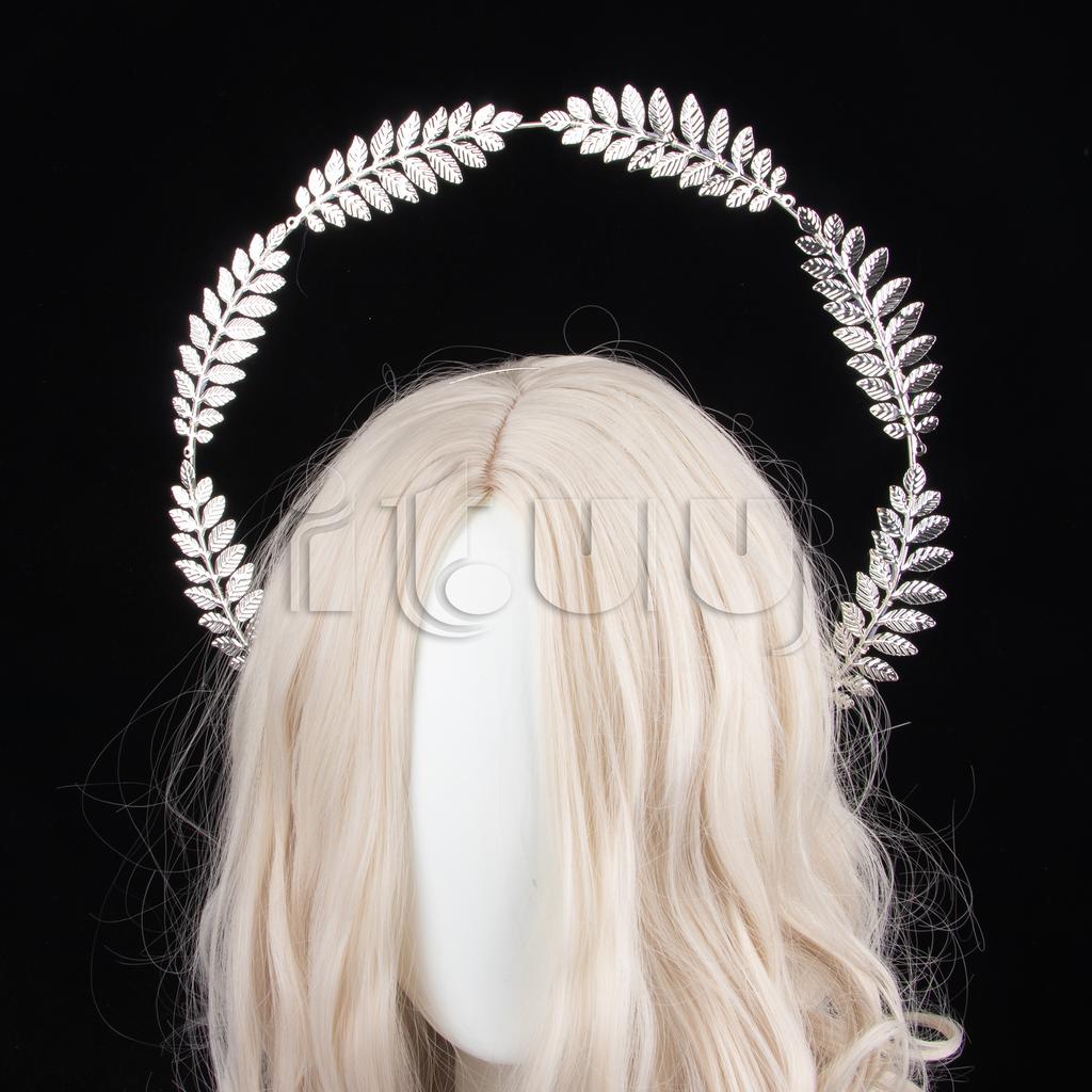 Handmade Halo Crown Headpiece Lolita Goddess KC Gothic Angel Headband Halloween Christmas Party Headdress Hair Accessories