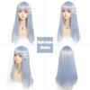 Grey Blue Long Straight Hair Synthetic Wig Female Daily Lolita Wig Straight Bangs Grey Blue Fluffy Long Straight Wig