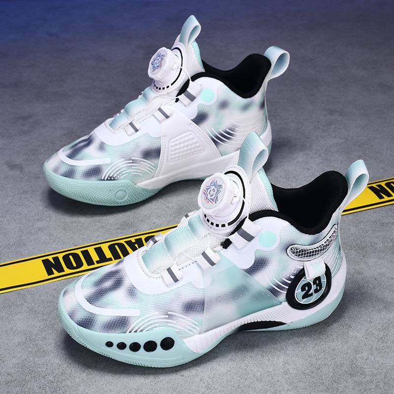 Putian children's mesh basketball shoes summer and autumn boys' actual combat training youth anti-skid rotating buckle running shoes sports