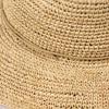 Trendiger, handgefertigter Häkelhut aus Raffia-Stroh und Denim mit verstellbarem Riemen für Sonnenschutz im Freien, lässiger Sommerhut
