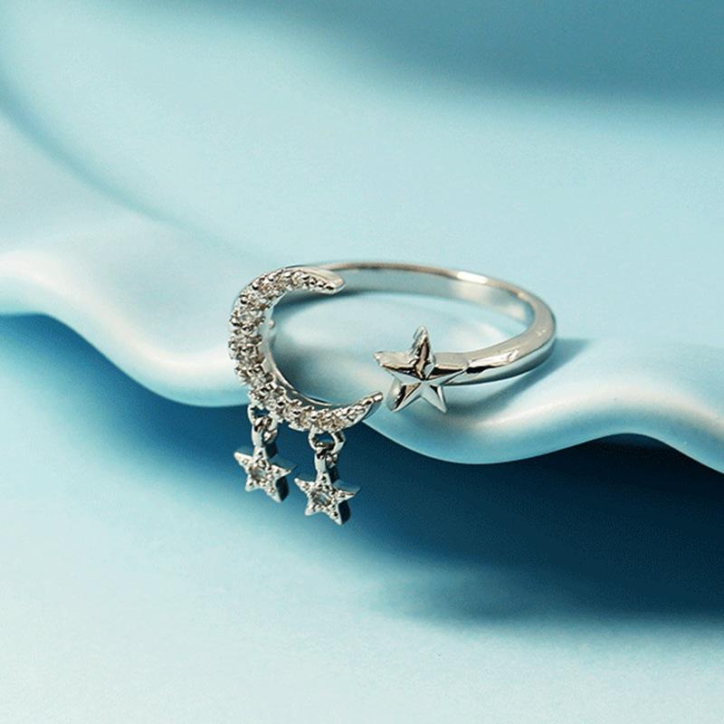 925 Sterling Silver Plated Sun Moon Sunflower Heart Rings for Women Original Flower Wedding Crystal Luxury Jewelry R5375