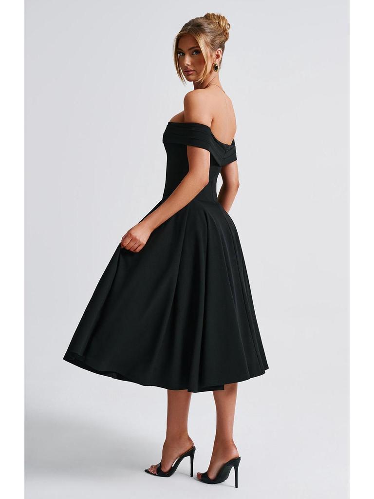 2025 Spring Fashion Solid Color Off-the-Shoulder Backless Bandeau Dress for Women