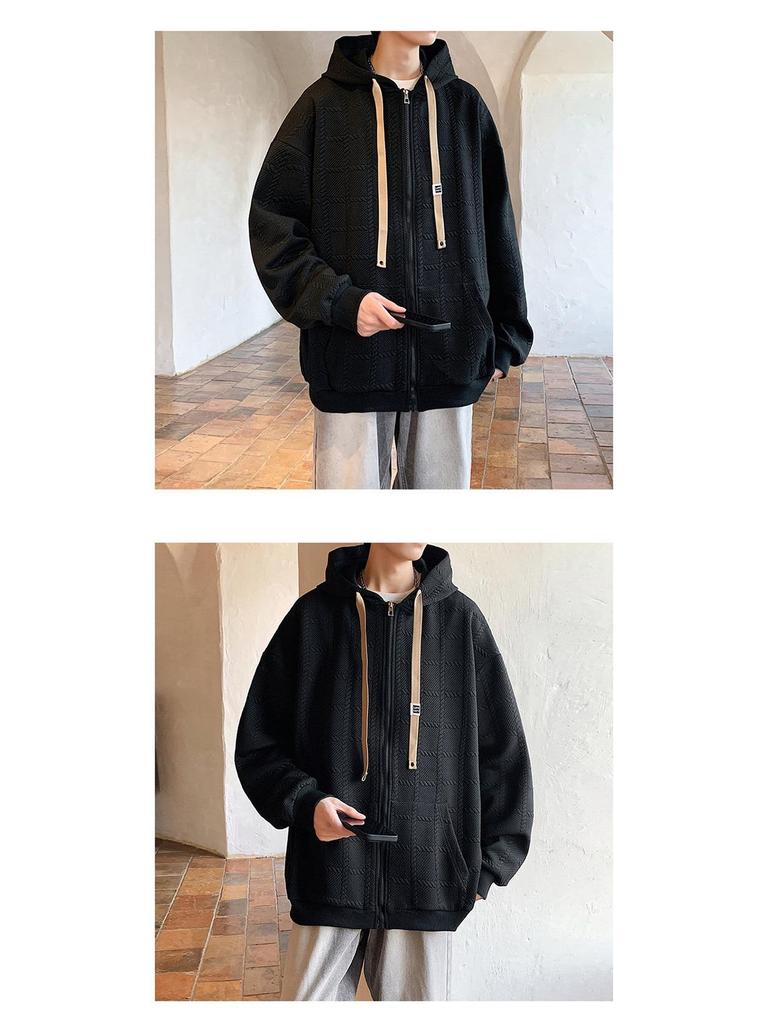 Men's Plus Size Plaid Hooded Cardigan Sweatshirt Jacket - Autumn/Winter 2025 Fashion