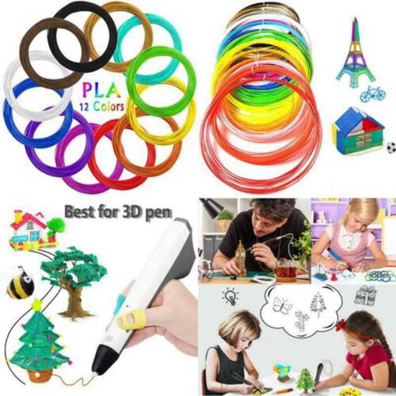 3D tiskové vlákno pro 3D pera 12 barev 1,75 mm 3 m na barvu