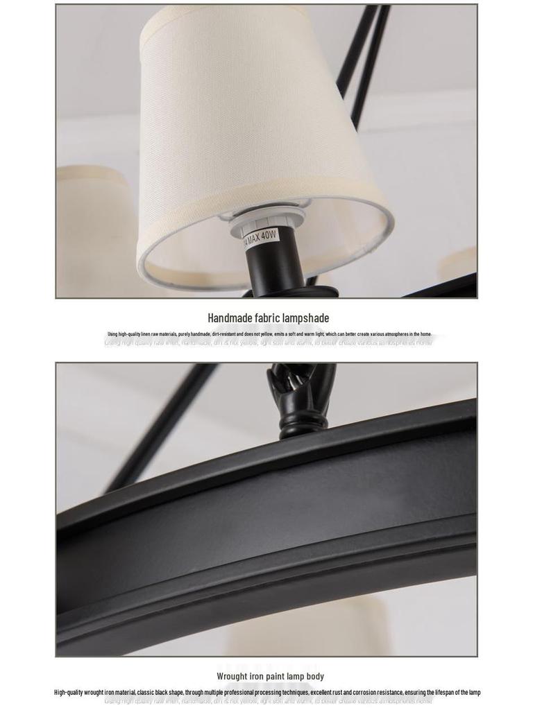 Retro American Minimalist Fabric Pendant Light for Living Room, Bedroom, and Dining Room