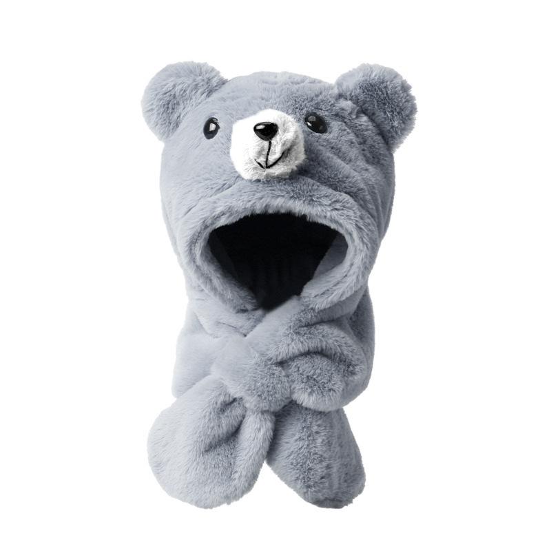 Children's Three-piece Hat Winter Cute Girl Scarf Gloves Integrated Hat Baby Plush Thickened Plush Warm