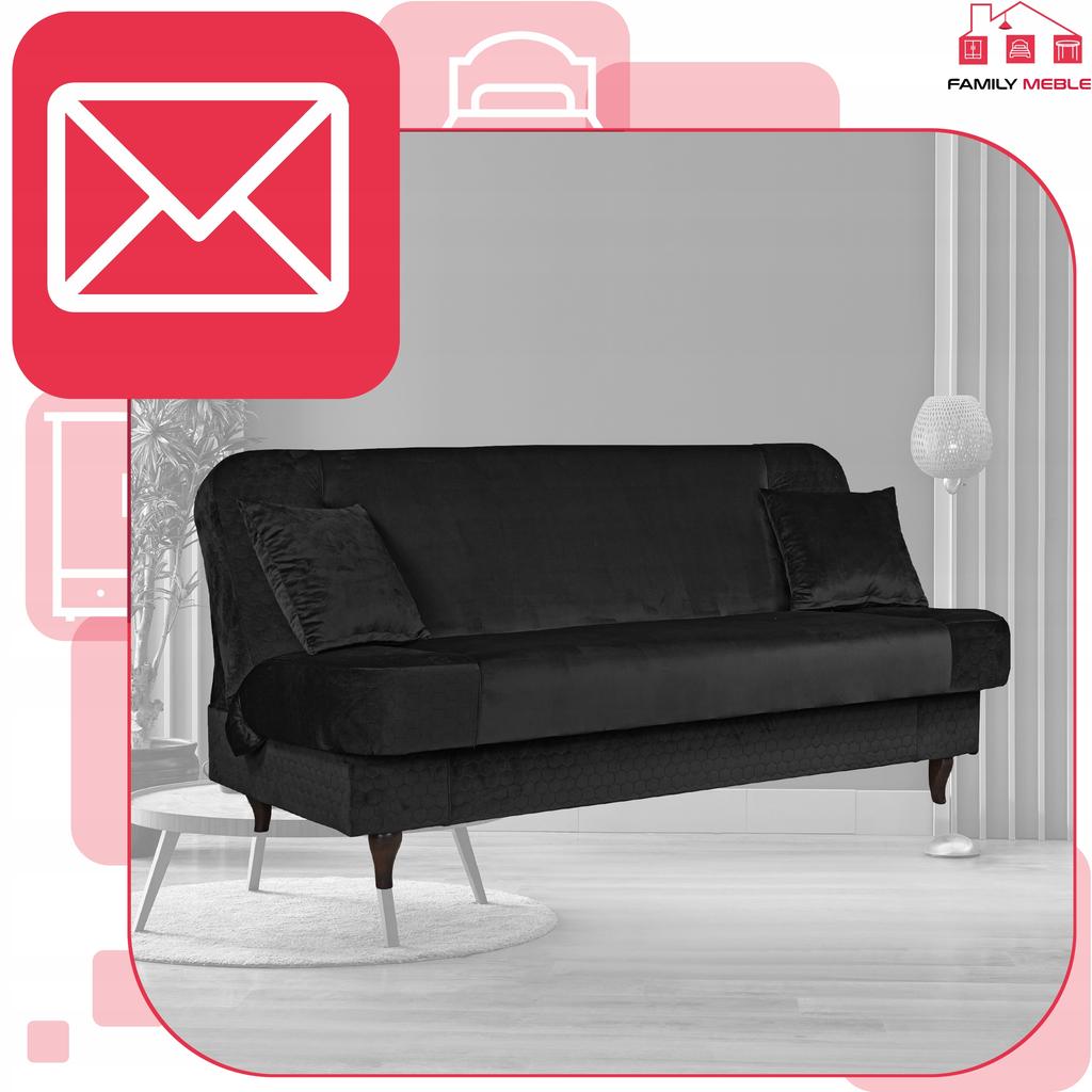 Kanapa sofa Iza rozkładana wersalka spania bonell łóżko Family meble czarny