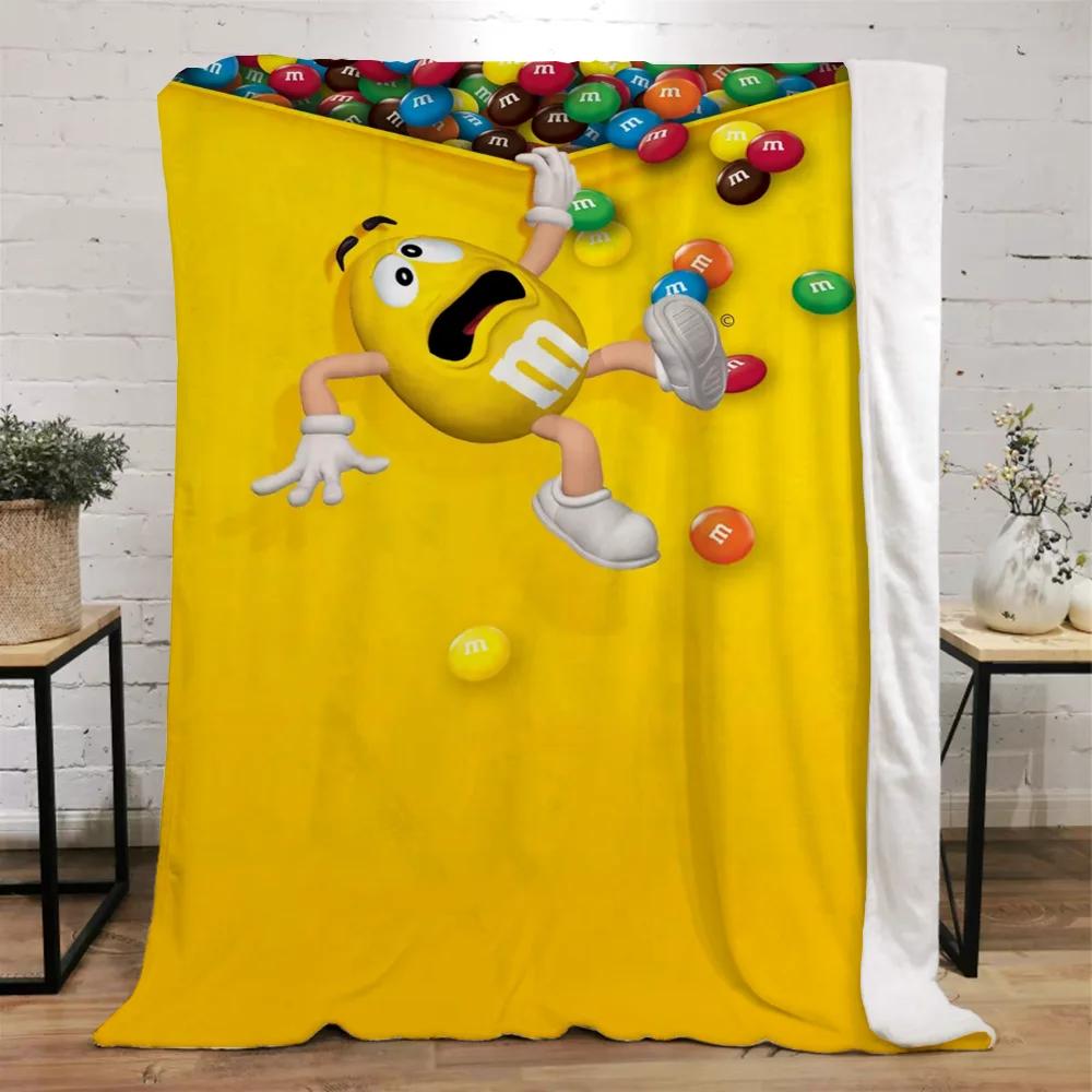 M&M's Lustige Decke für Sofas Luxuriöse Bettwäsche Strandtuch Bettdecken Charaktere Flauschig Kariert Wohnkultur Überwurf Knie Weich Nickerchen