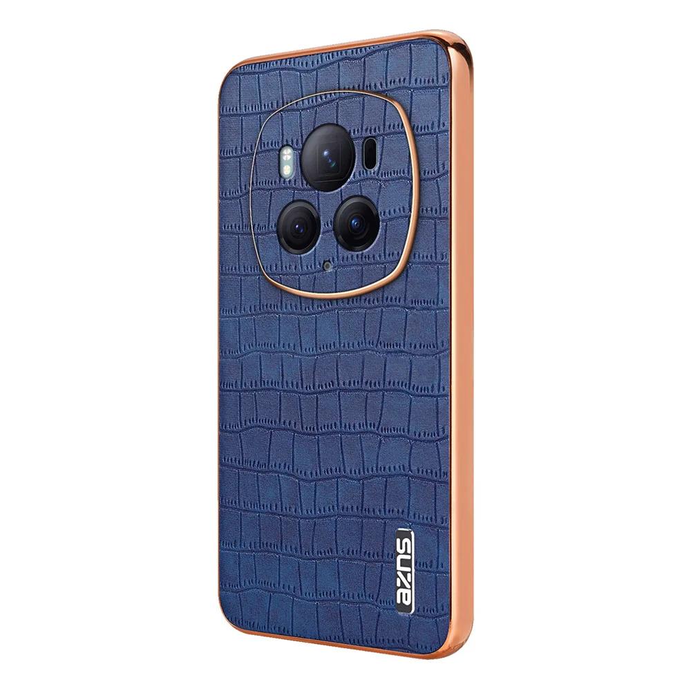 Luxusné kožené puzdro s krokodílím vzorom na ochranu telefónu pre Honor Magic 6 Pro Magic 6 Nárazuvzdorný elektroplatovaný rám Mäkký kryt so vzduchovým vankúšom
