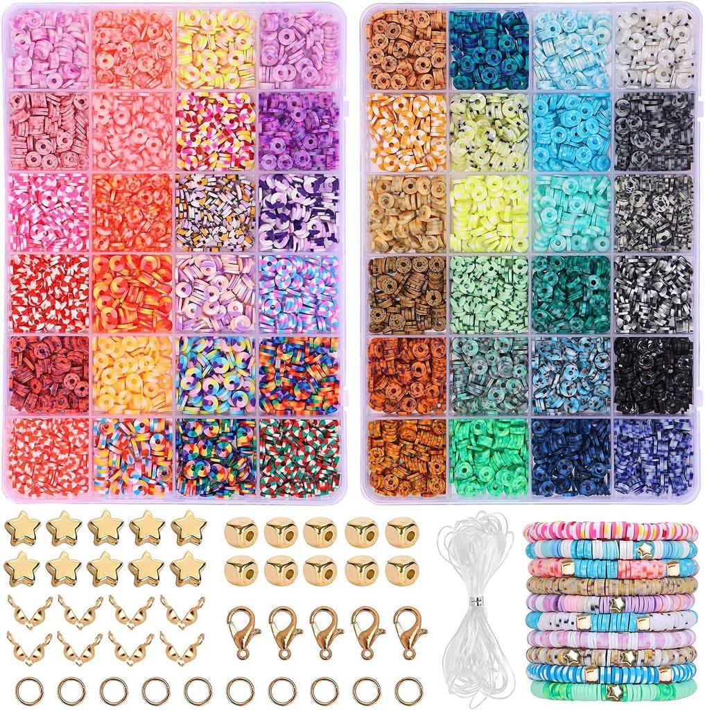 Multi-Color DIY Soft Clay Bead Jewelry Set for Kids – Bracelets & Necklaces