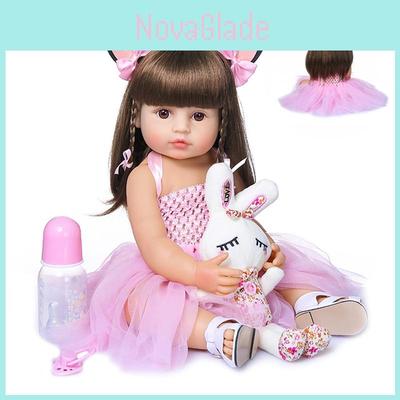 Original Doll Reborn Baby Toddler Girl Soft Full Silicone Bath Toy Gift**