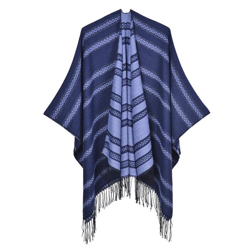 Autumn and Winter Fringed Shawl Fashion Thickened Imitation Cashmere Dual-purpose Scarf Cape