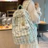 Plaid Backpack Lightweight Ergonomic Large Capacity School Bag for Grades 3-6 Girls Middle High Students Travel