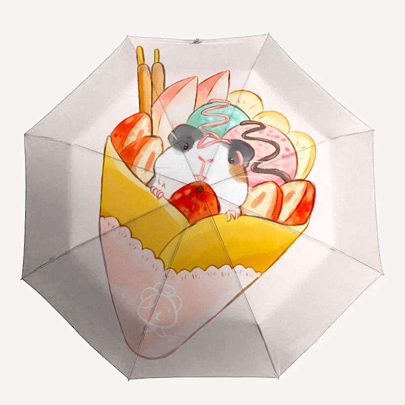 1pc Cute Hamster Ice Cream Automatic Folding Umbrella - 8-Rib Durable Iron Frame, Compact Portable for Daily Travel Yy251205037