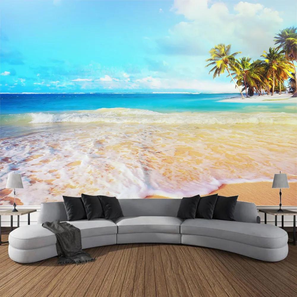 Palm Beach sunset tapestry landscape wall hanging Bohemian fabric printing large tapestry aesthetic indoor bedroom decoration