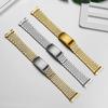 Curved End Watchband for Omega Seamaster Speedmaster DeVille Stainless Steel Strap 18mm 19mm 20mm Thin Bracelet Belt Silver Gold