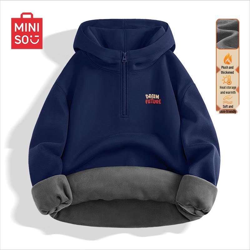 MINISO Men's Half-Zip Fleece Hooded Sweatshirt