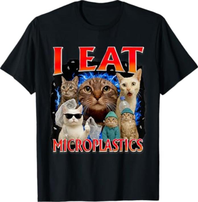 Cat Meme Cat Lover Cat Person Funny I Eat Microplastics T-Shirt S разноцветный