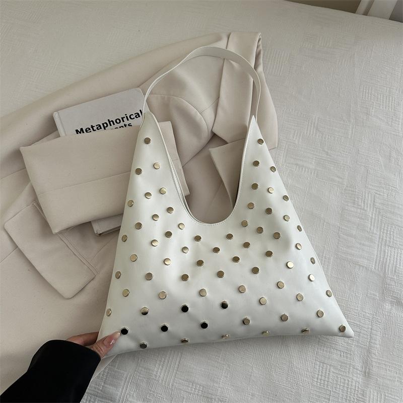 Comfortable Top Handle Bag Versatile Texture Shoulder Bag Fashi PU Studded Tote Large Capacity Simple Commuting Bag for Women
