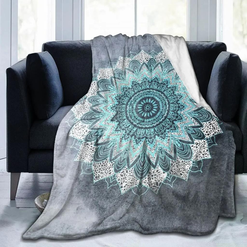 Flannel Luxury Throw Blanket Bohemian Mandala Floral Galaxy Geometric Art Print Lightweight Warm Soft Cozy for Couch Sofa Bed