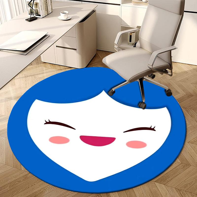 1pc Blue-haired character with closed eyes Round carpet, Made of Polyester,Perfect for Decorating Office Chairs, Living Rooms fplt657