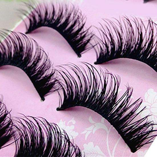5 Pairs Natural Eye Lashes Makeup Handmade Thick Fake Cross False Eyelashes Hot