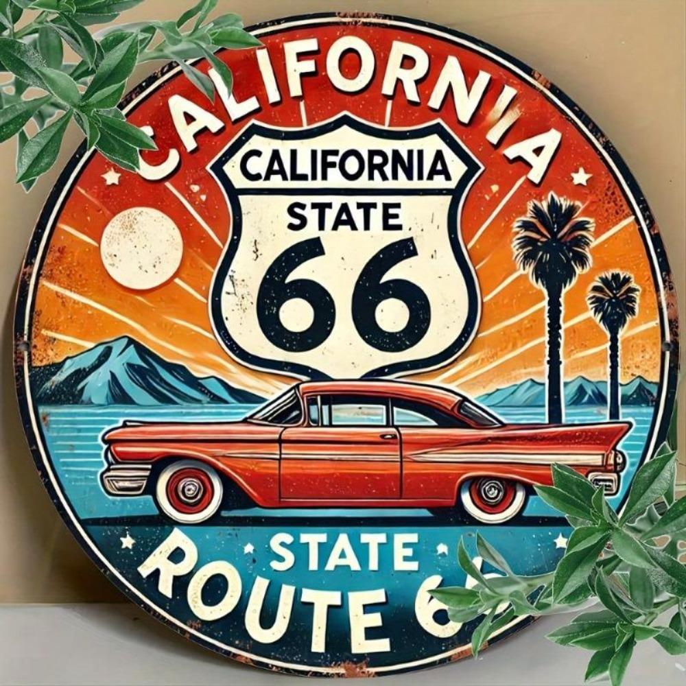 Vintage Route 66 California Metal Tin Sign Wall Art Home Bar Garage Decor