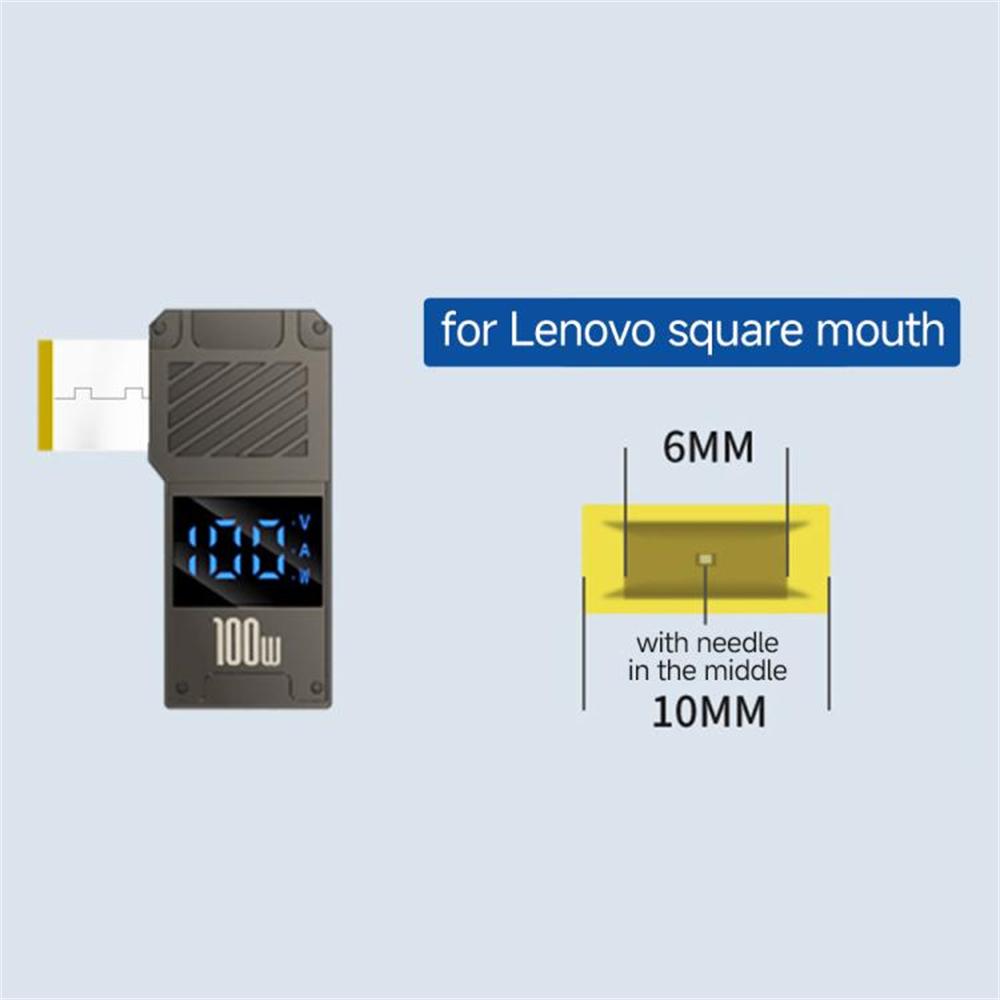 PD 100W Laptop Charging Adapter Type-C to for Lenovo Square Port Digital Display Fast Charging Converter