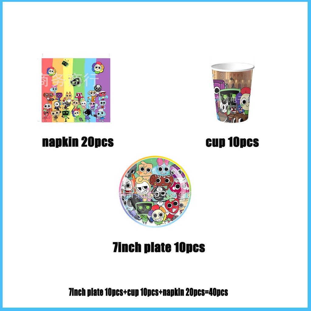 Game DANDYS World Theme Birthday Party Supplies Decoration Disposable Tableware Dandy's DIY Balloon Plate Cup Backdrop Kid Gift