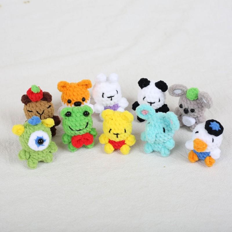 Mini Animal Doll Series Crochet Keychain Knitted Small Rabbit Doll Keyrings Mini Puppy Cute Keychain Custom Accessory