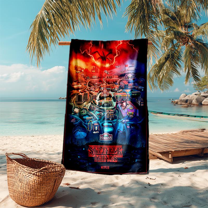 Halloween horror thriller theme Stranger Things soft beach towel outdoor camping vacation swinging beach scarf decorative blanket B2