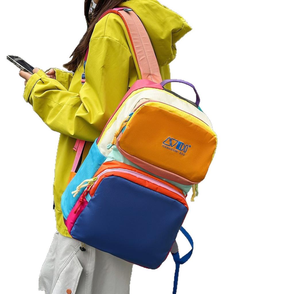 Schoolbag color matching trend outdoor backpack versatile fashion large capacity student bag trend backpack student bag