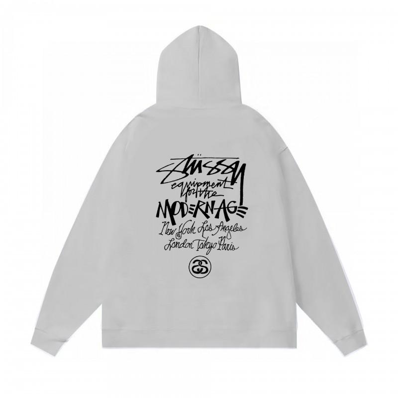 Mens Hooded Zip-Up Fleece-Lined Sweatshirt With Letter Print Casual Oversized Pullover Winter Jacket