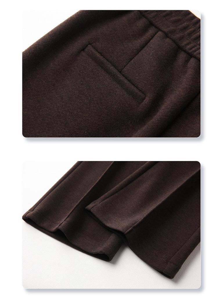 Women's Khaki Wool Acetate High-Waist Flared Pants for Autumn/Winter 2024